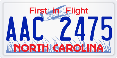 NC license plate AAC2475