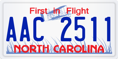 NC license plate AAC2511