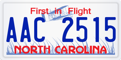 NC license plate AAC2515