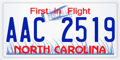 NC license plate AAC2519