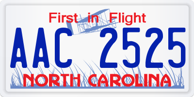 NC license plate AAC2525