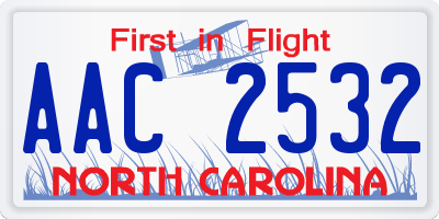 NC license plate AAC2532