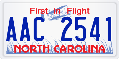 NC license plate AAC2541