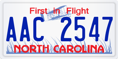 NC license plate AAC2547