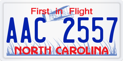 NC license plate AAC2557