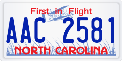 NC license plate AAC2581