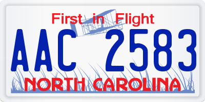 NC license plate AAC2583