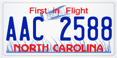NC license plate AAC2588