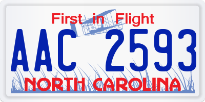 NC license plate AAC2593