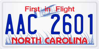 NC license plate AAC2601