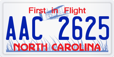 NC license plate AAC2625