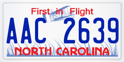 NC license plate AAC2639
