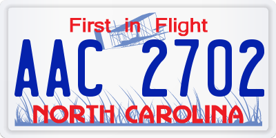 NC license plate AAC2702