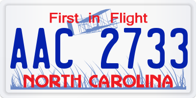 NC license plate AAC2733