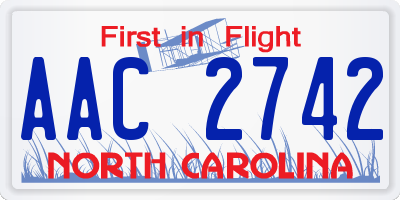 NC license plate AAC2742