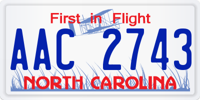 NC license plate AAC2743