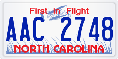 NC license plate AAC2748