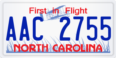 NC license plate AAC2755