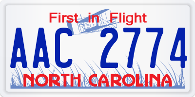 NC license plate AAC2774