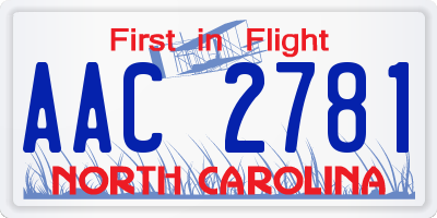 NC license plate AAC2781