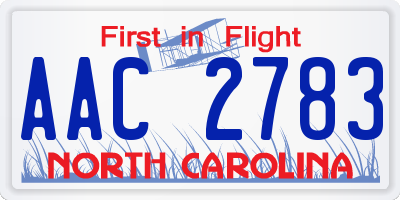 NC license plate AAC2783