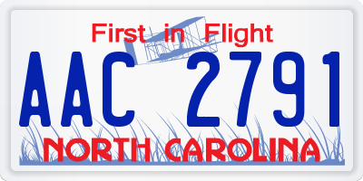 NC license plate AAC2791