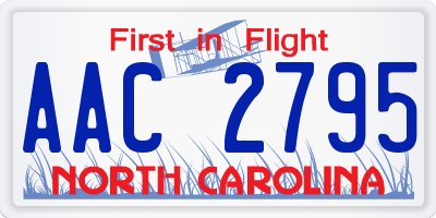 NC license plate AAC2795