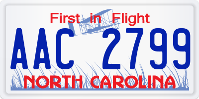 NC license plate AAC2799