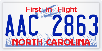 NC license plate AAC2863