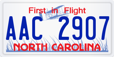 NC license plate AAC2907