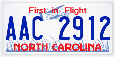 NC license plate AAC2912