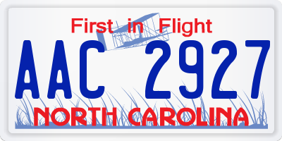 NC license plate AAC2927