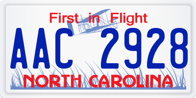 NC license plate AAC2928