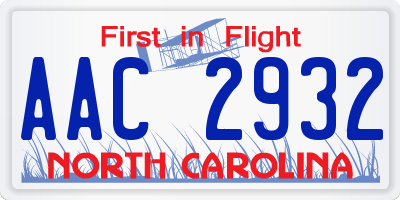 NC license plate AAC2932
