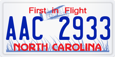 NC license plate AAC2933