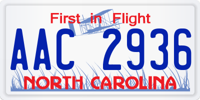 NC license plate AAC2936