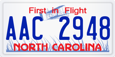 NC license plate AAC2948