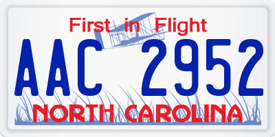 NC license plate AAC2952