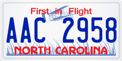 NC license plate AAC2958