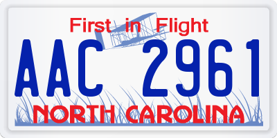 NC license plate AAC2961