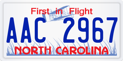 NC license plate AAC2967