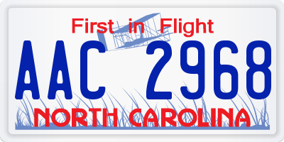NC license plate AAC2968
