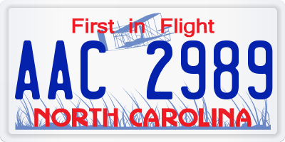 NC license plate AAC2989