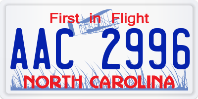 NC license plate AAC2996
