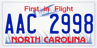NC license plate AAC2998