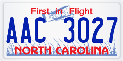 NC license plate AAC3027