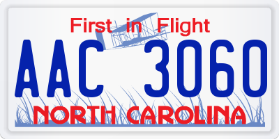 NC license plate AAC3060