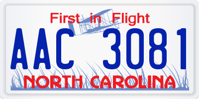 NC license plate AAC3081