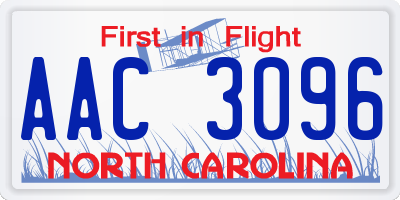 NC license plate AAC3096