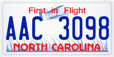 NC license plate AAC3098